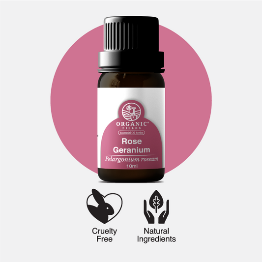 ORGANIC FIELDS ROSE GERANIUM ESSENTIAL OIL 10ML