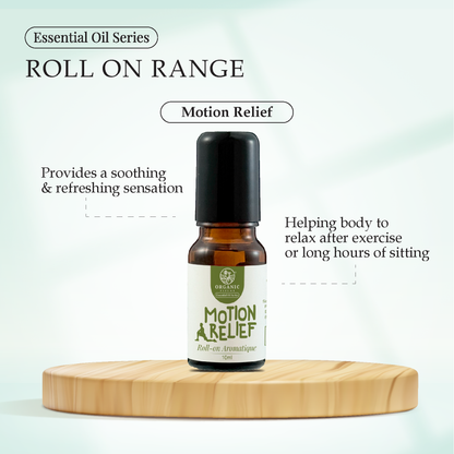ORGANIC FIELDS MOTION RELIEF ROLL-ON AROMATIQUE ESSENTIAL OIL 10ML