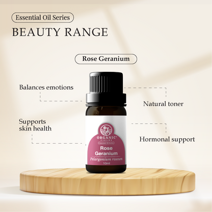 ORGANIC FIELDS ROSE GERANIUM ESSENTIAL OIL 10ML