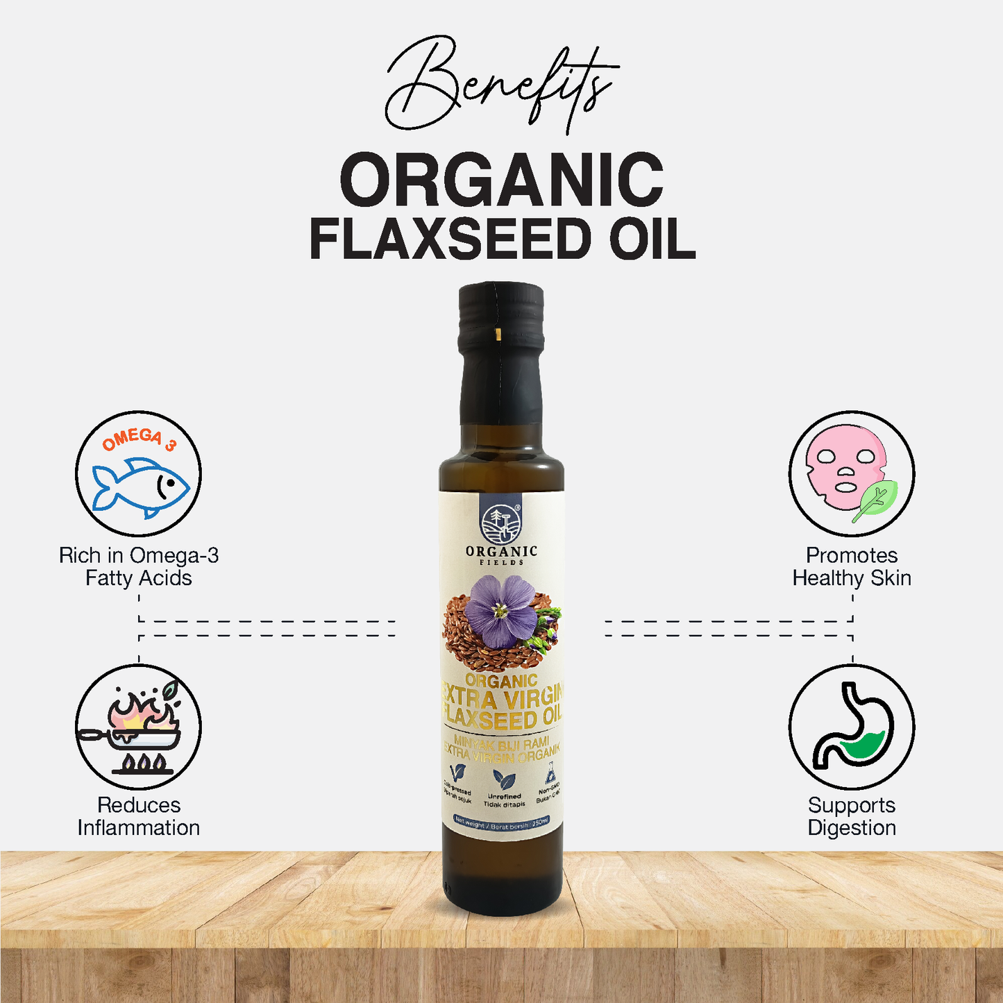 ORGANIC FIELDS Organic Flaxseed Oil 250ml