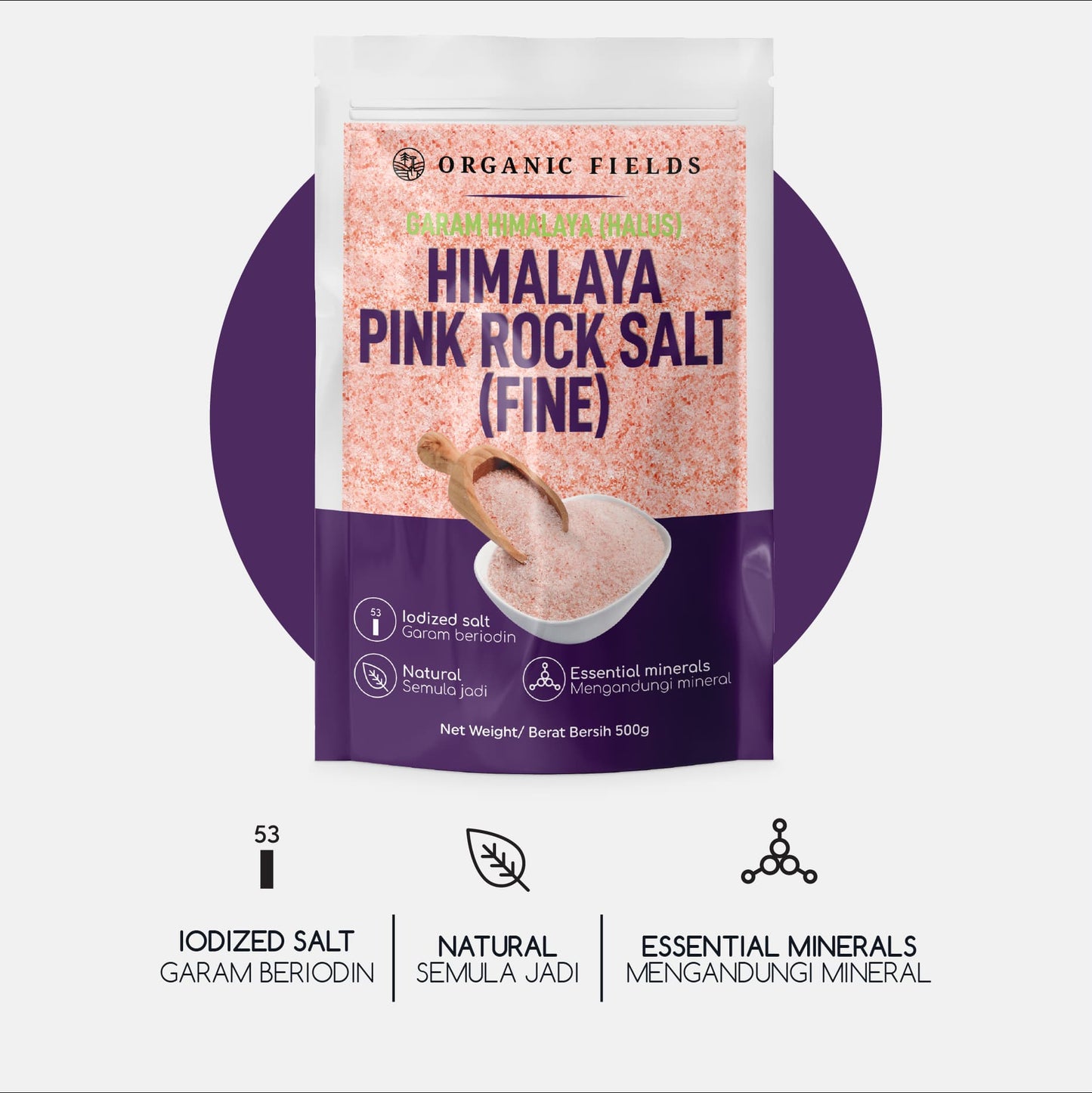 ORGANIC FIELDS Himalaya Pink Rock Salt 500g