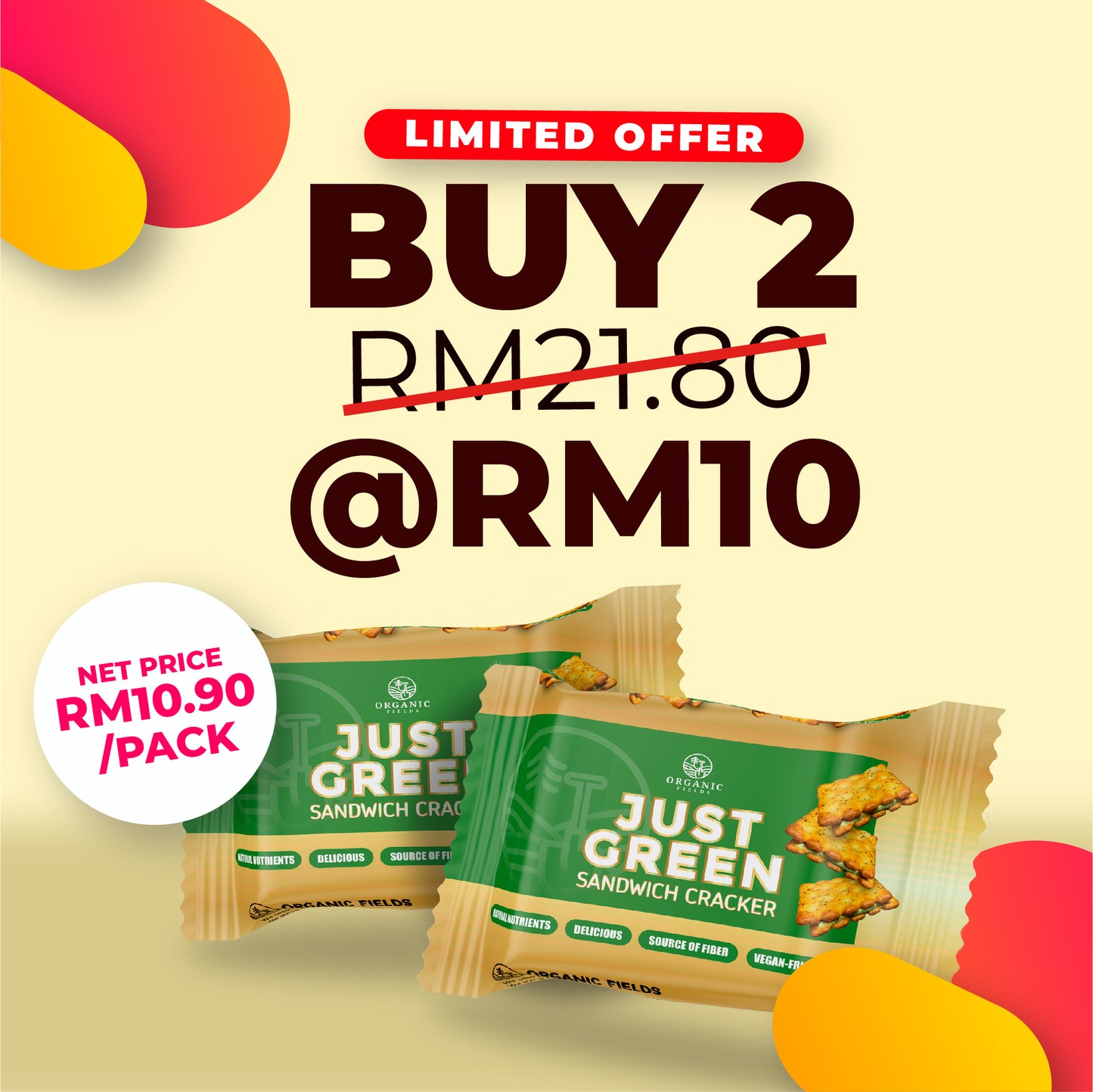 Just Green Sandwich Cracker 180gm
