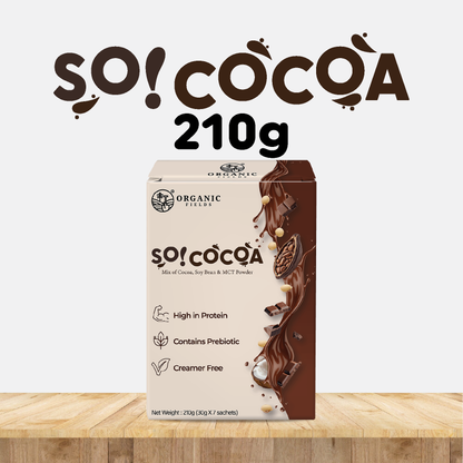 Organic Fields So! CoCoa 30g x 7 Sachet | High in Protein | Contains Prebiotic | Creamer Free