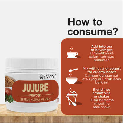 ORGANIC FIELDS Jujube Powder / Red Dates / Chinese Date  (120g)