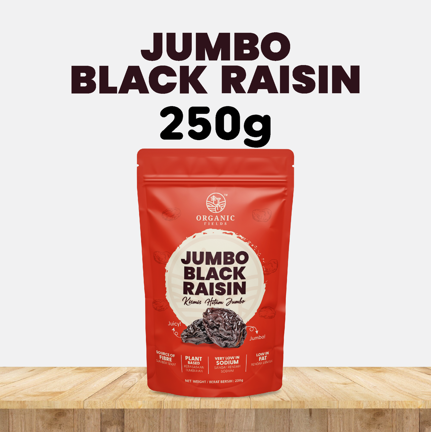 ORGANIC FIELDS USA California Jumbo Black Raisin 250g