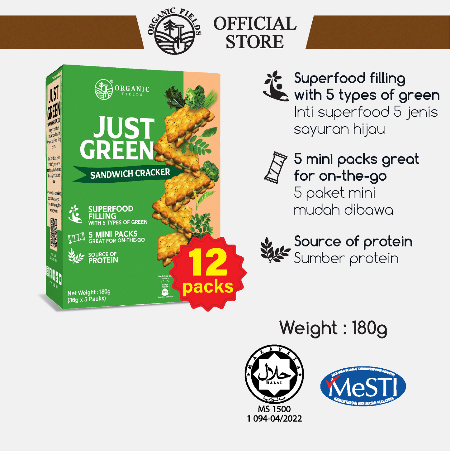 ORGANIC FIELDS Just Green Sandwich Cracker