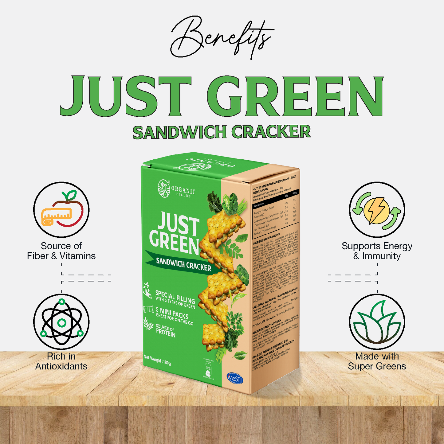 ORGANIC FIELDS Just Green Sandwich Cracker