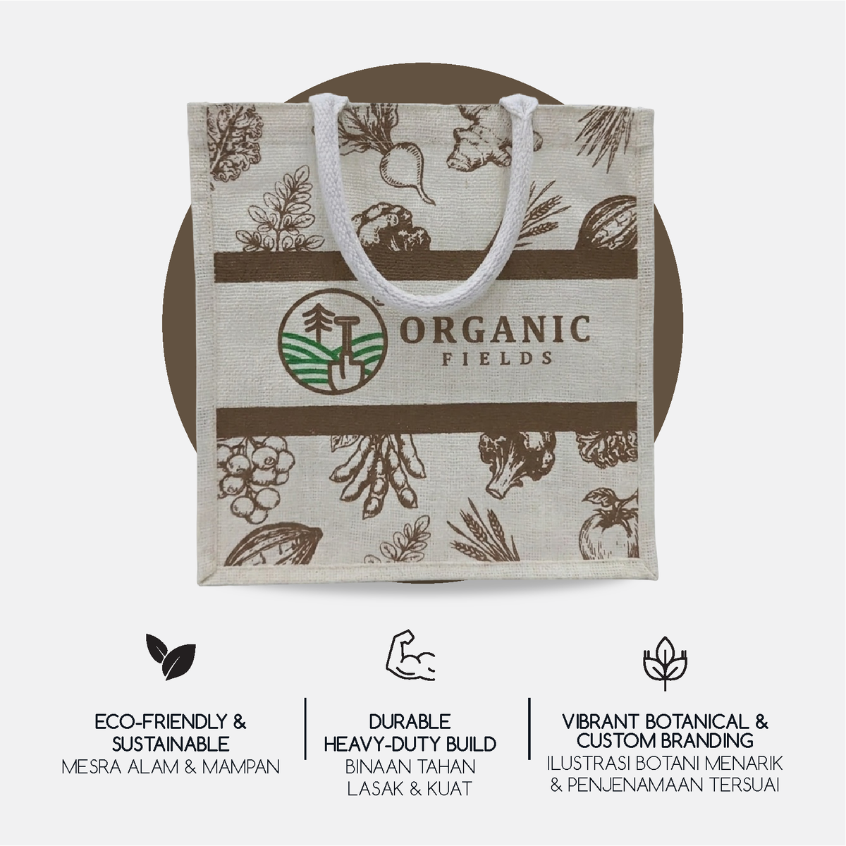 ORGANIC FIELDS JUTE BAG – Reusable Eco-Friendly Shopping Bag