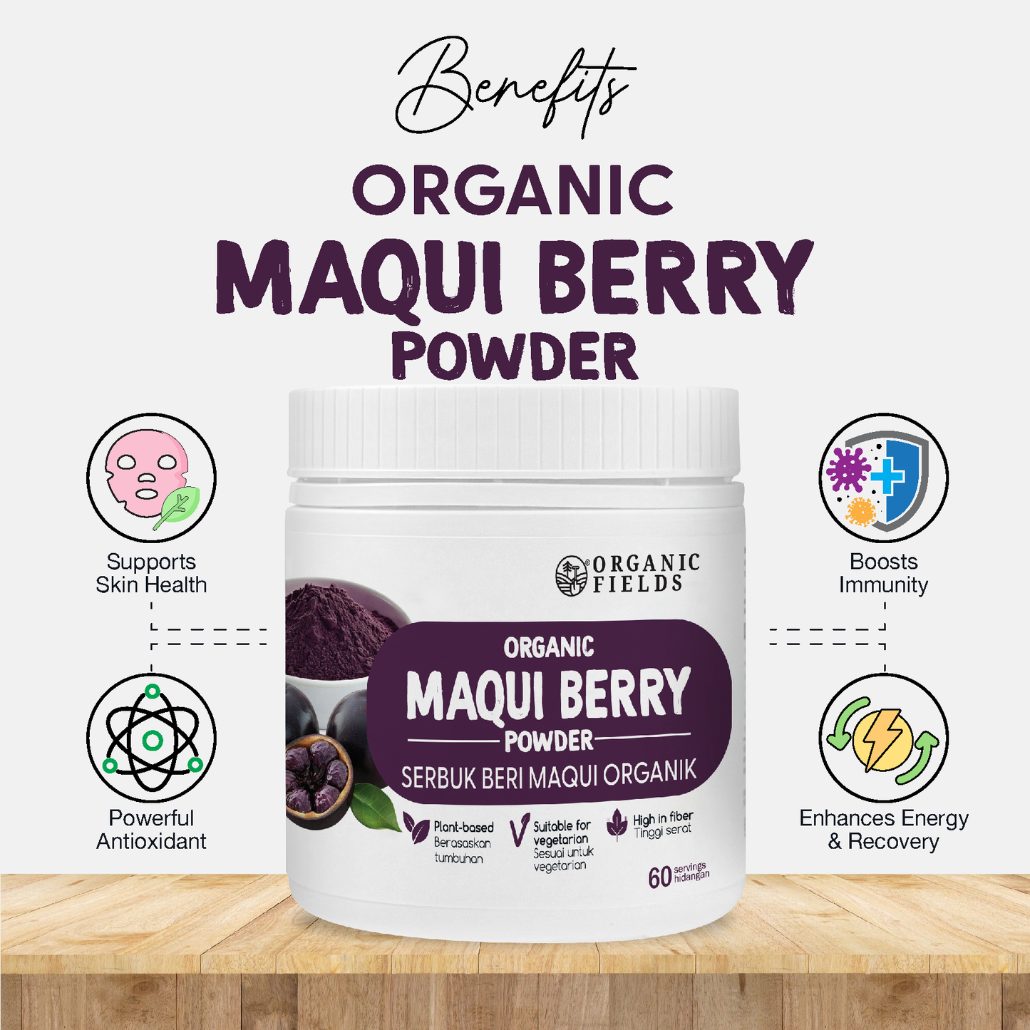ORGANIC FIELDS Organic Maqui Berry Powder 120g