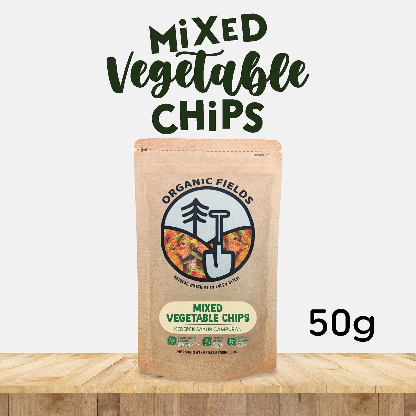 Buy 1 Free 1 | (Short Expiry: May 2026) ORGANIC FIELDS Mix Vegetable Chips 50g