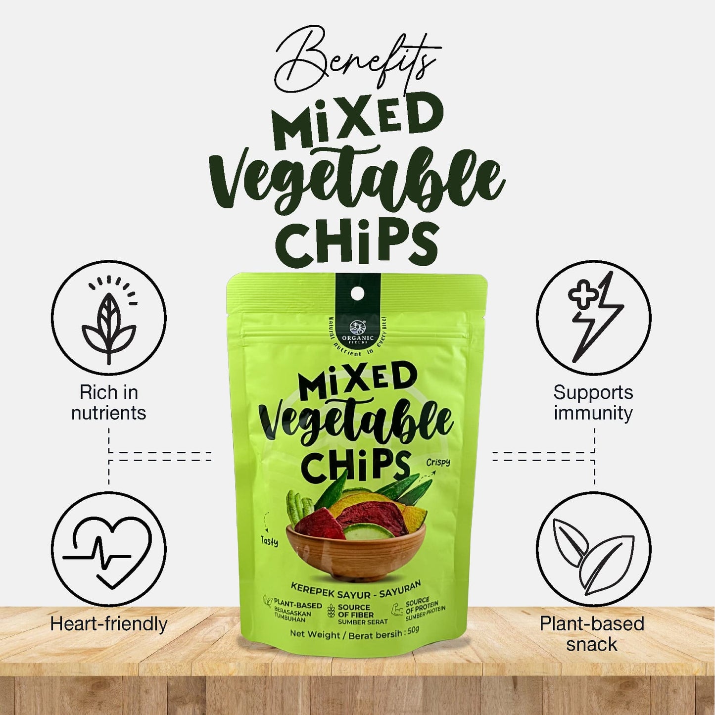 ORGANIC FIELDS Mix Vegetable Chips 50g