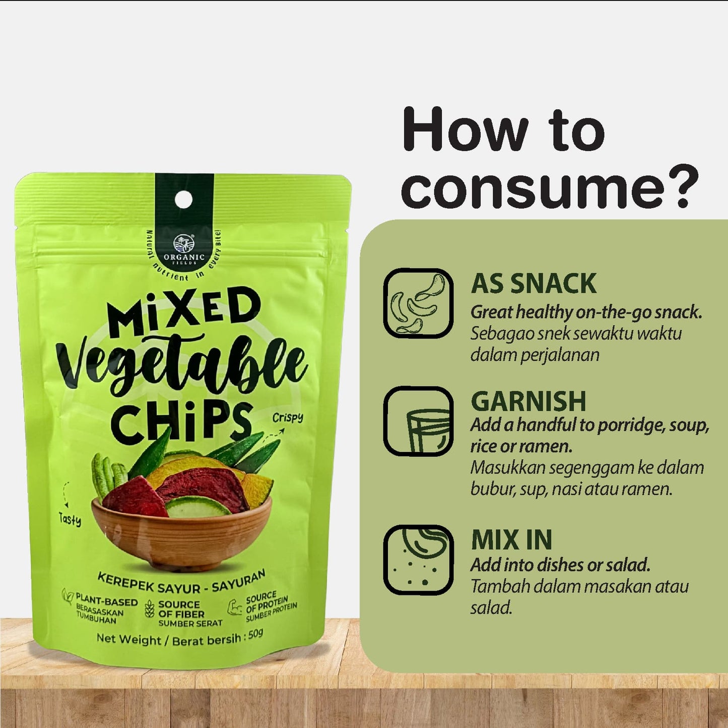 ORGANIC FIELDS Mix Vegetable Chips 50g