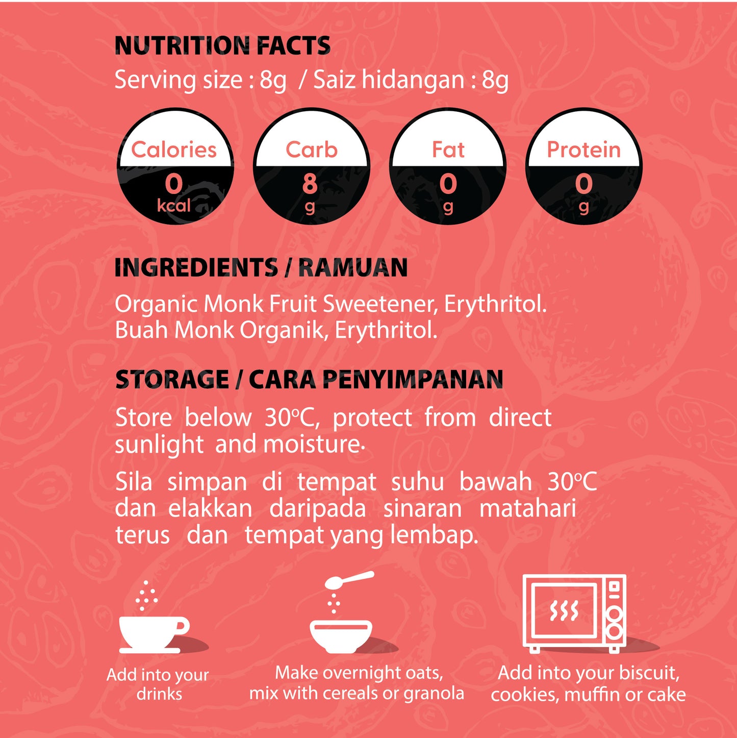 Monk Fruit sweetener with erythritol