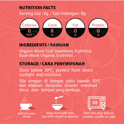 Monk Fruit sweetener with erythritol