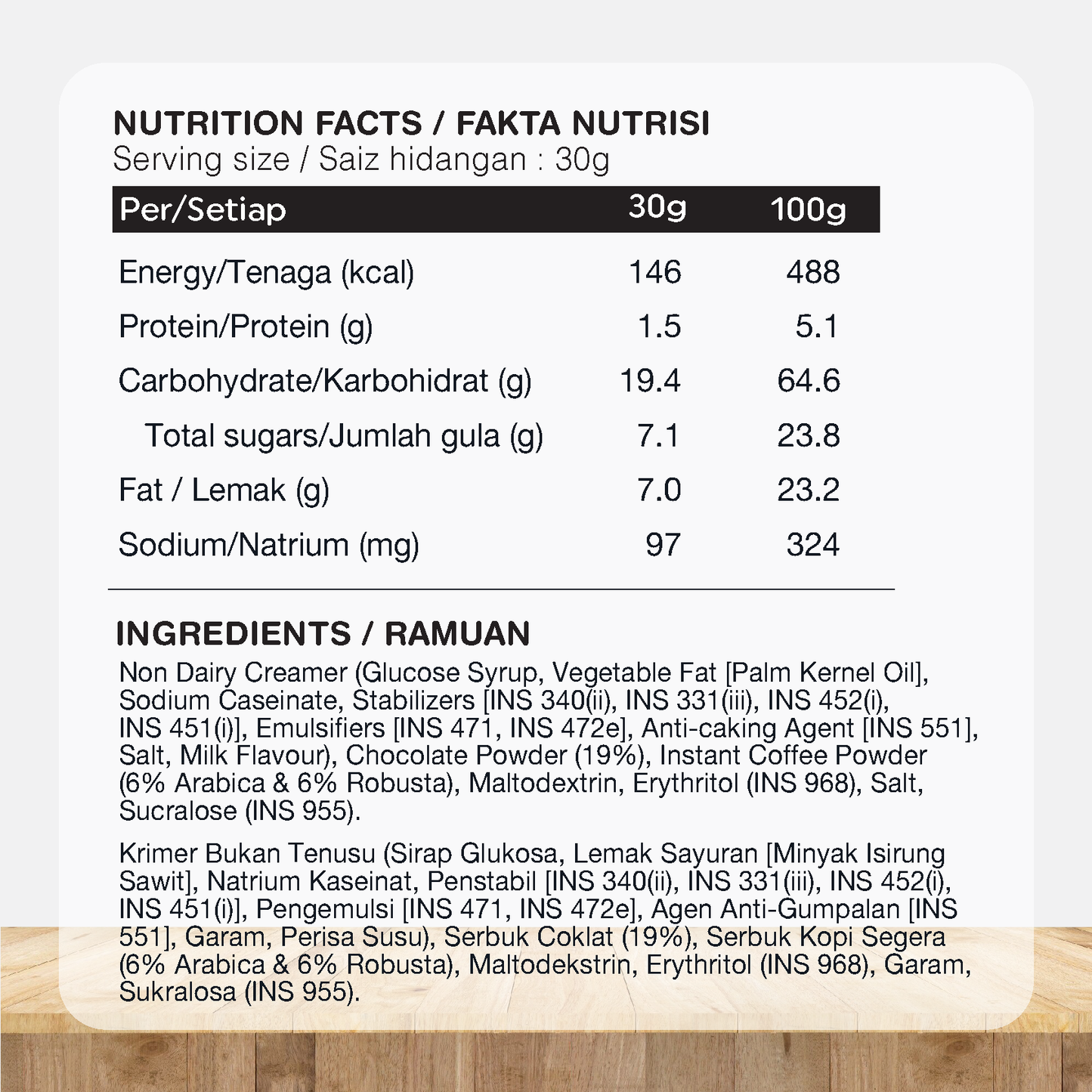 ORGANIC FIELDS Mocha Premix Coffee 360g (30g x 12 sachet）