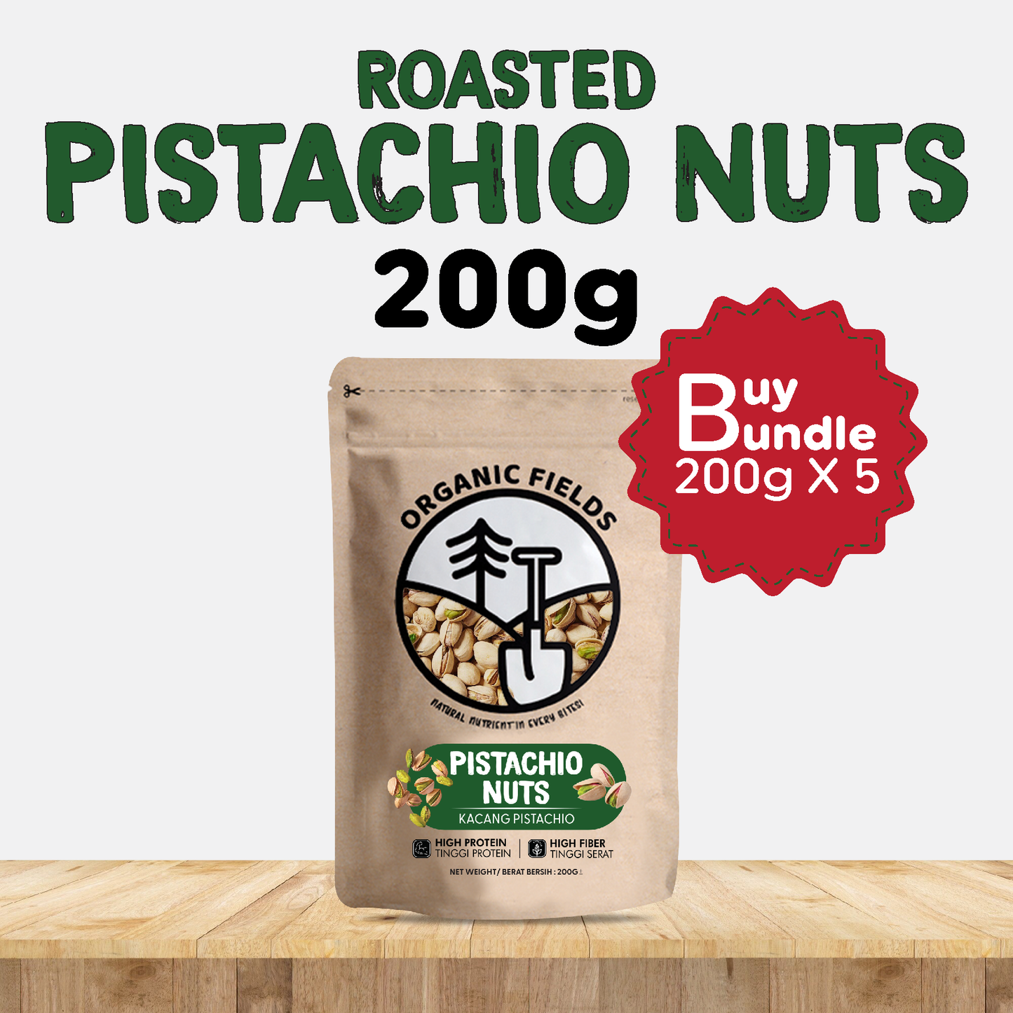 ORGANIC FIELDS Roasted Pistachio in Shell Salted