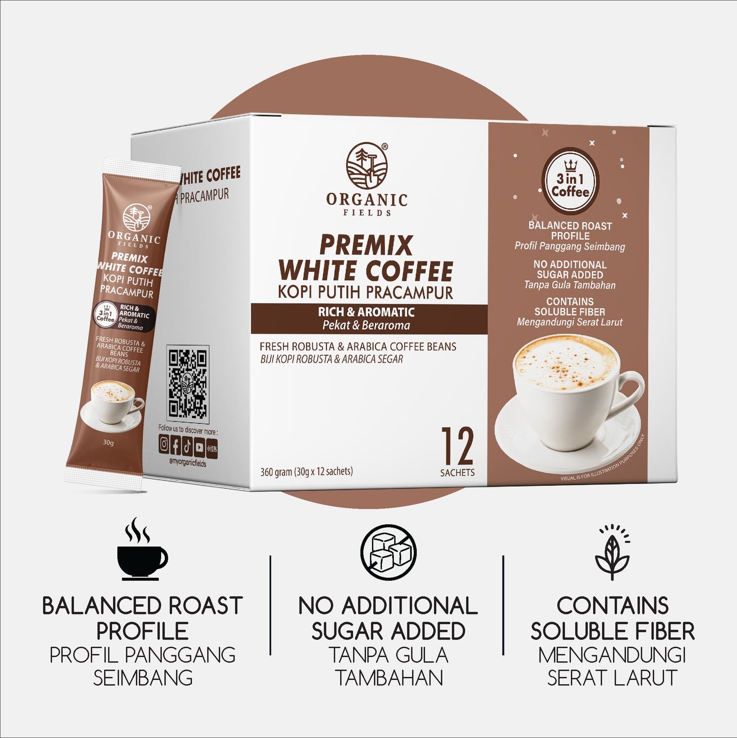 ORGANIC FIELDS White Coffee 30gm x 12's
