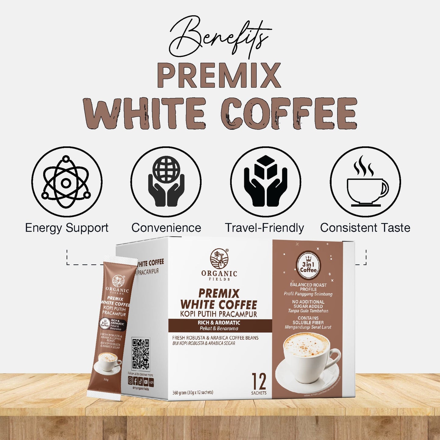 ORGANIC FIELDS White Coffee 30gm x 12's