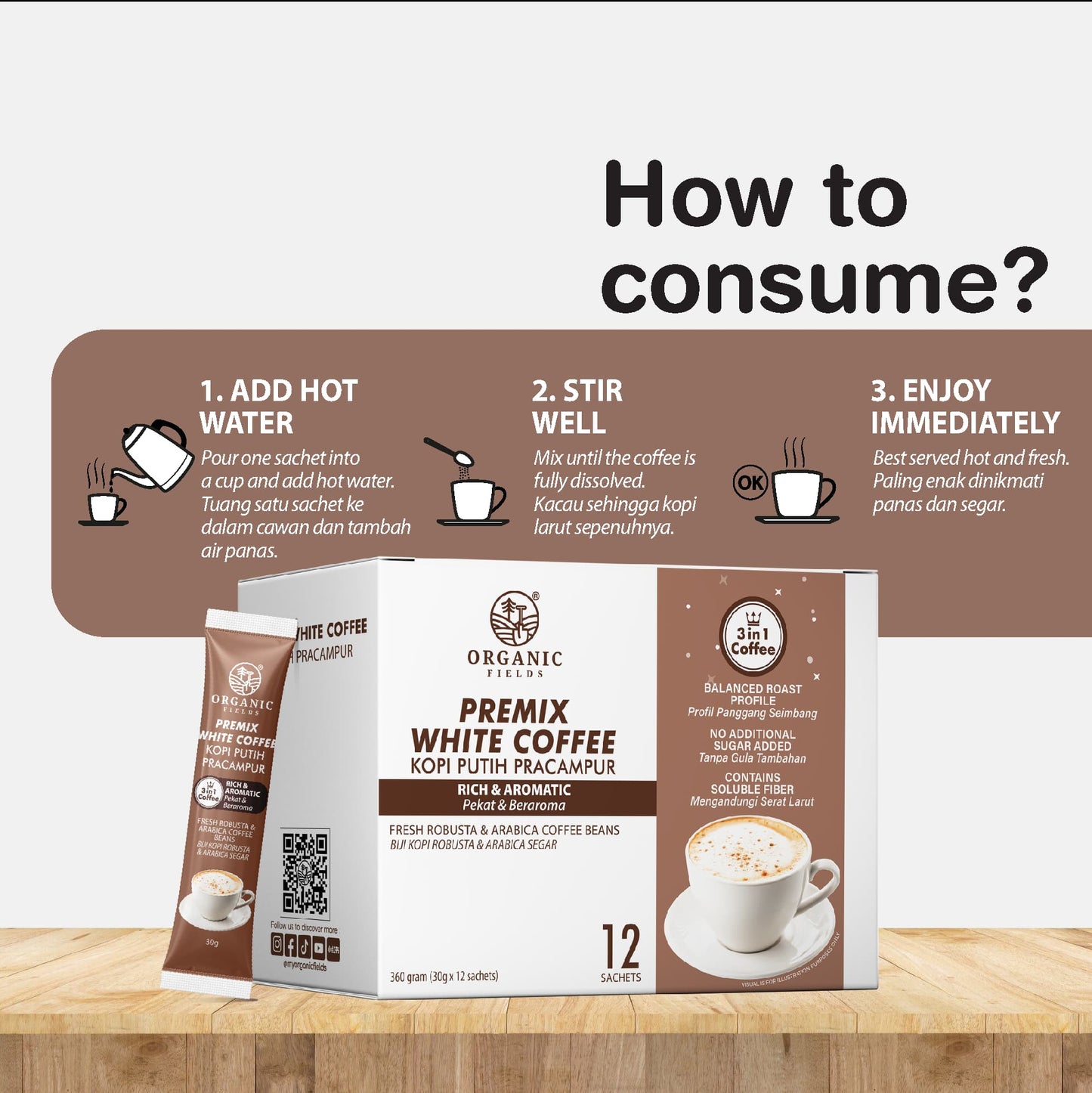 ORGANIC FIELDS White Coffee 30gm x 12's