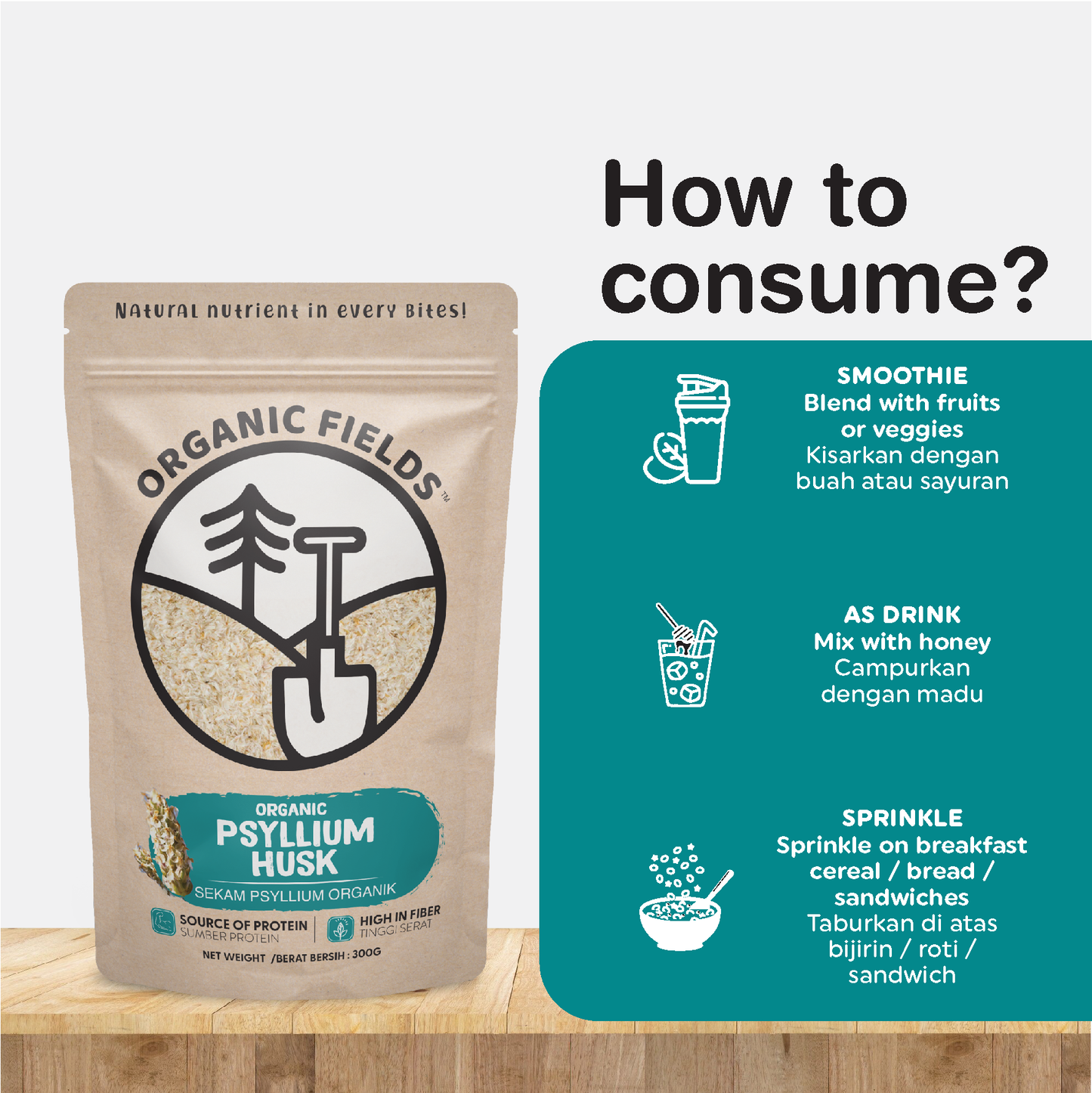 ORGANIC FIELDS Organic Psyllium Husk