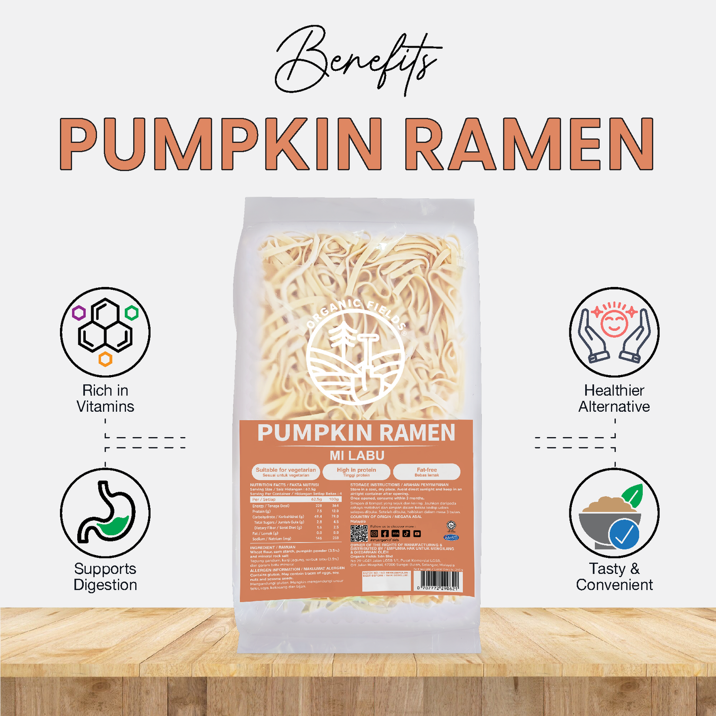 ORGANIC FIELDS Pumpkin Ramen 250g