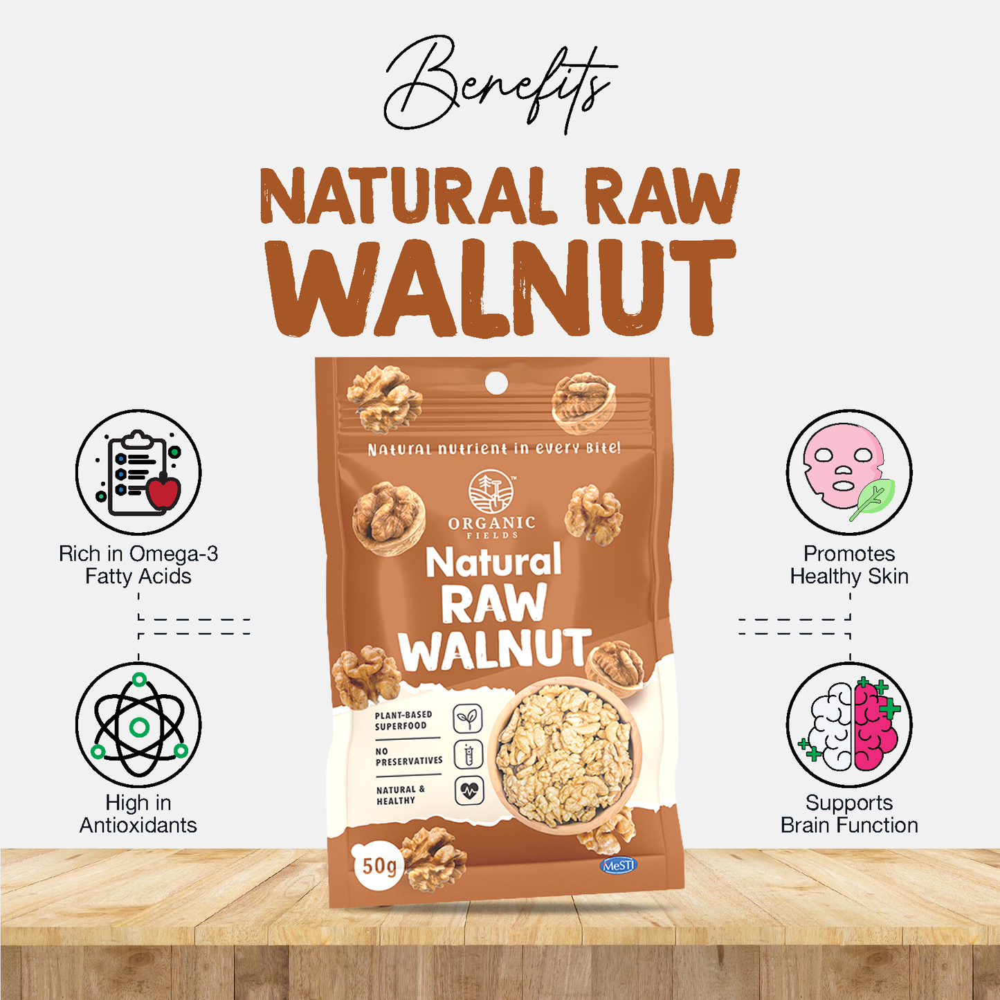 ORGANIC FIELDS Natural Raw Walnut