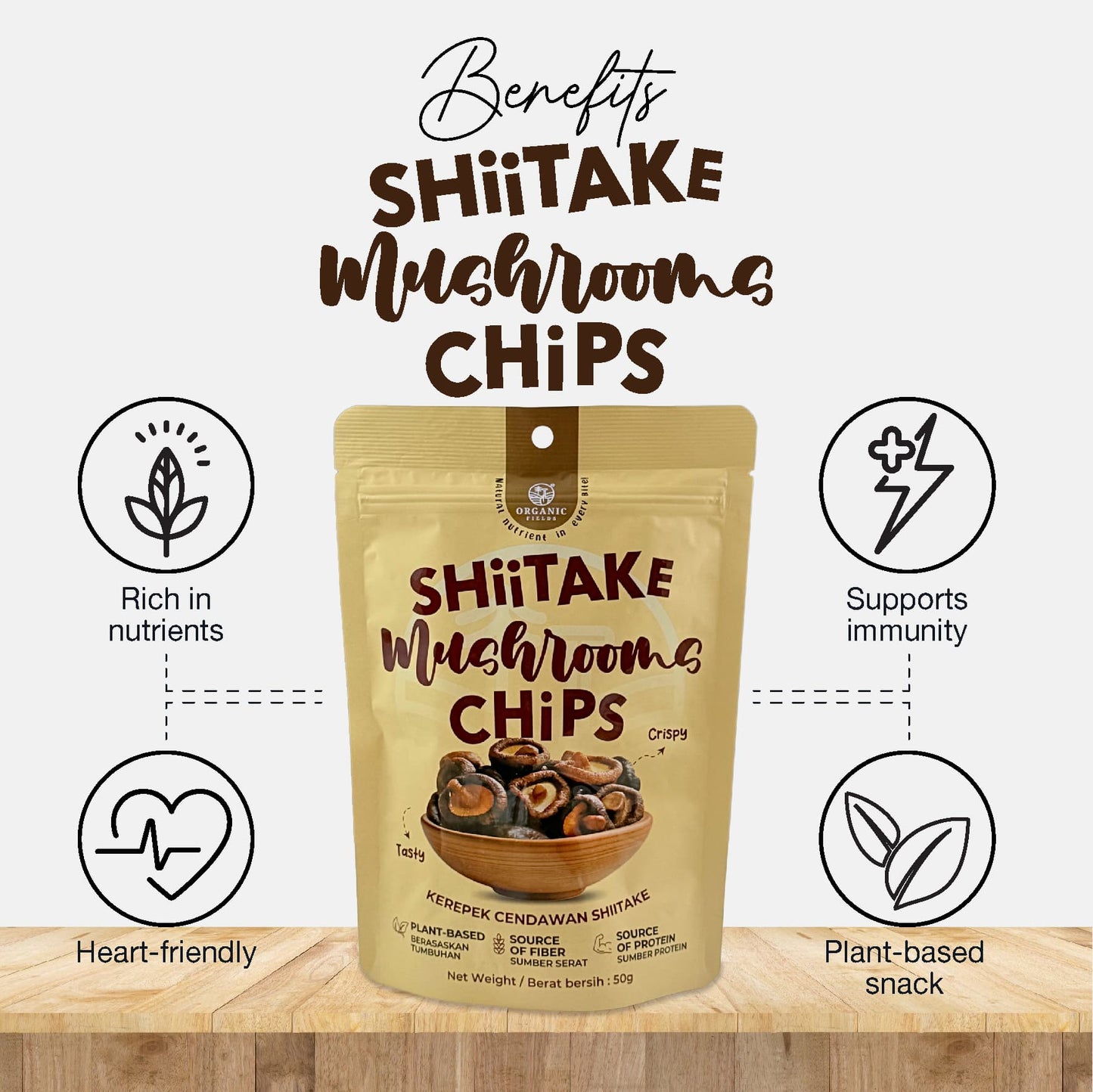 ORGANIC FIELDS Shiitake Mushroom Crisps 50g