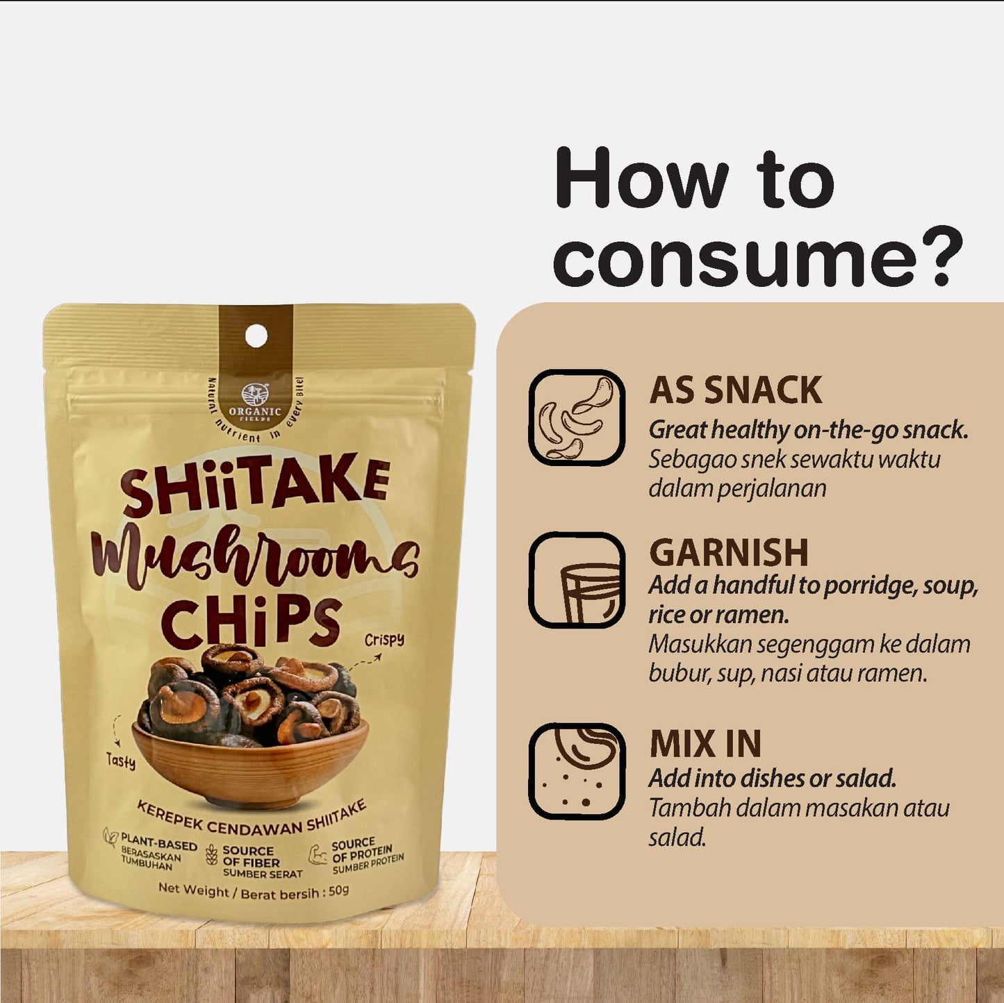 ORGANIC FIELDS Shiitake Mushroom Crisps 50g