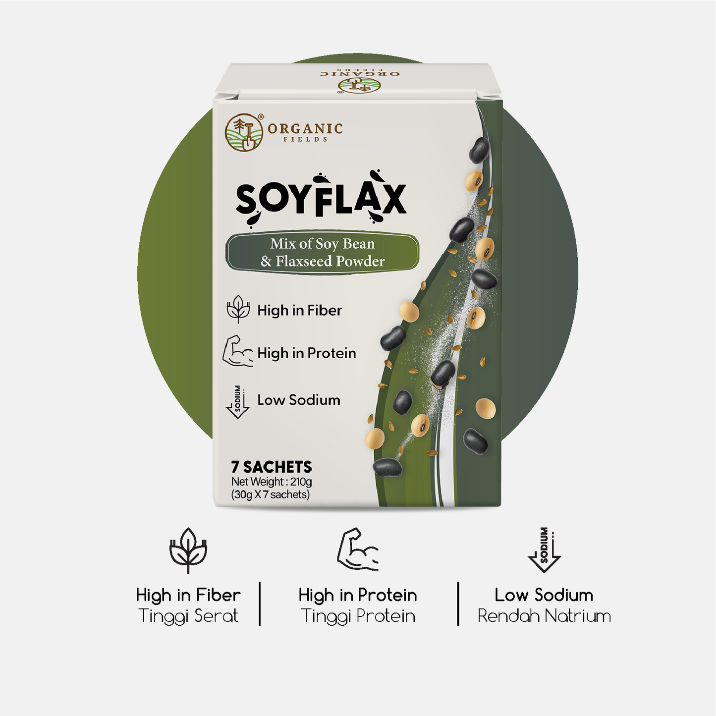 Organic Fields SoyFlax 30g x 7 Sachet | Source of Prebiotic Fiber | Supports Gut Health | No Added Sugar