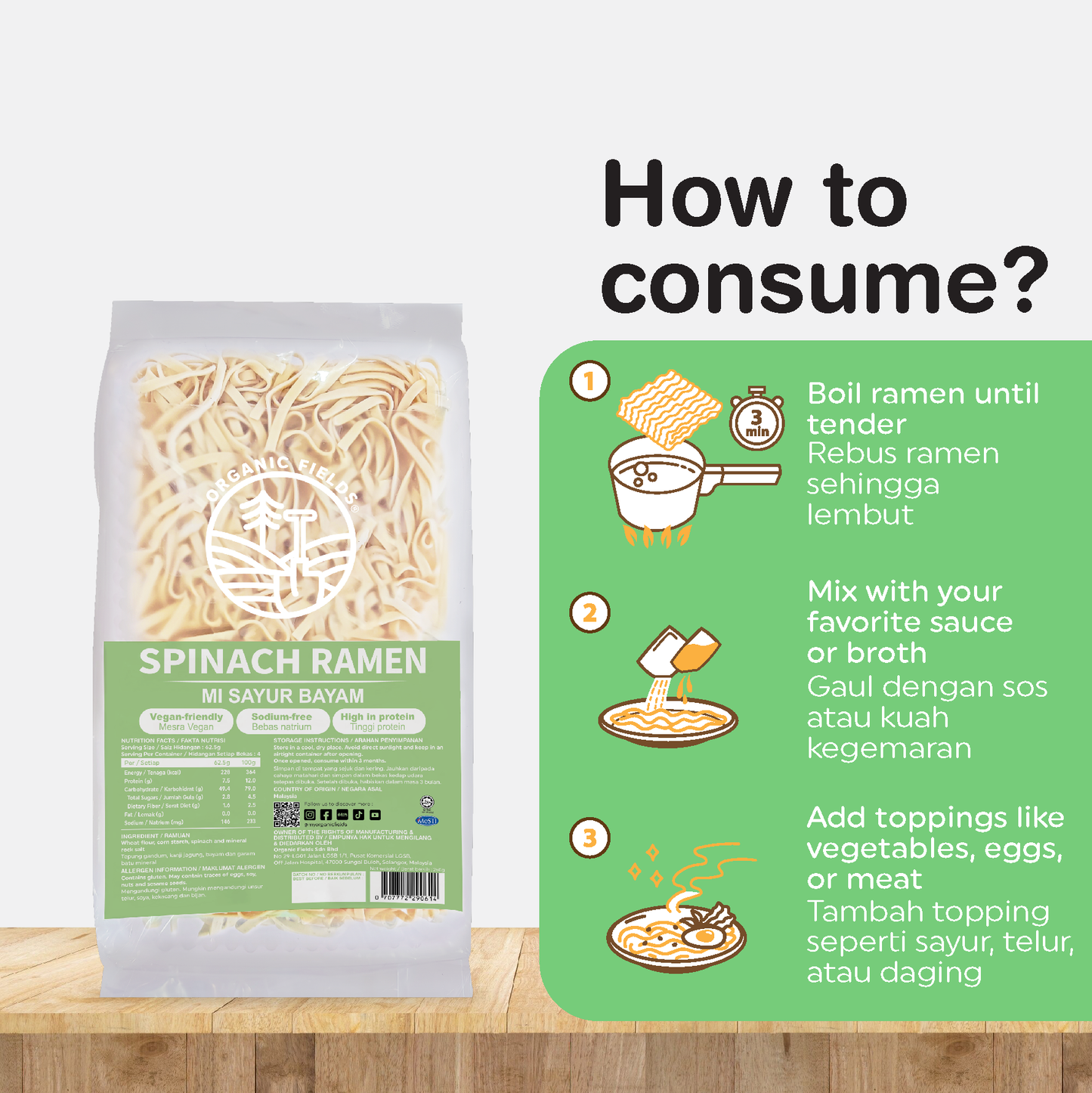 ORGANIC FIELDS Spinach Ramen 250g