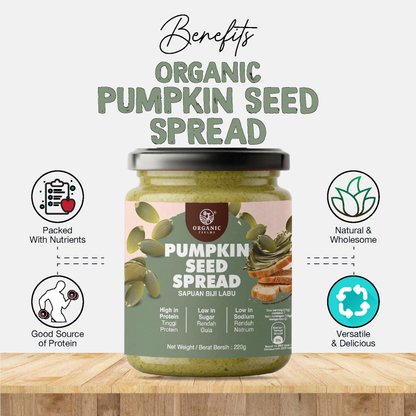 ORGANIC FIELDS Pumpkin Seed Spread 220g | High protein | Low Sodium | Low Sugar