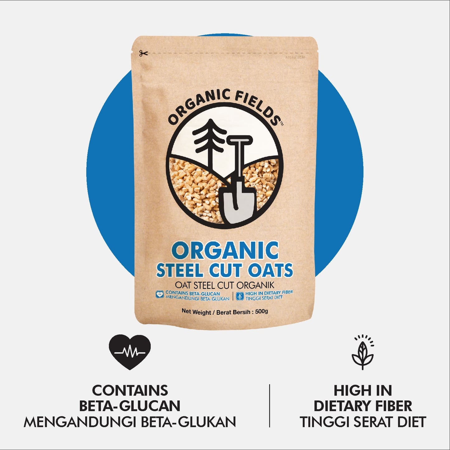 ORGANIC FIELDS Organic Steel Cut Oat 500g