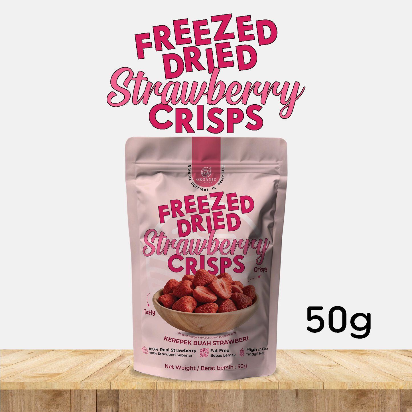 ORGANIC FIELDS Freezed-Dried Strawberry Crisps 50g
