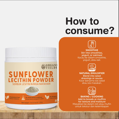 ORGANIC FIELDS Sunflower Lecithin Powder 200g