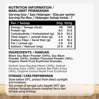 Organic Fields SoyFlax 30g x 7 Sachet | Source of Prebiotic Fiber | Supports Gut Health | No Added Sugar