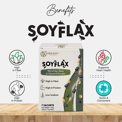 Organic Fields SoyFlax 30g x 7 Sachet | Source of Prebiotic Fiber | Supports Gut Health | No Added Sugar