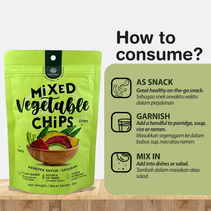 Buy 1 Free 1 | (Short Expiry: 10/ 2026) ORGANIC FIELDS Mix Vegetable Chips 50g