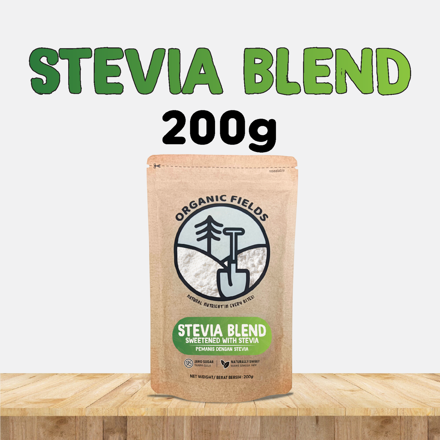 ORGANIC FIELDS Organic Stevia Blend 200g