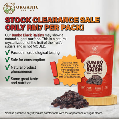 ORGANIC FIELDS Jumbo Black Raisin 250g (Sugar Bloom)