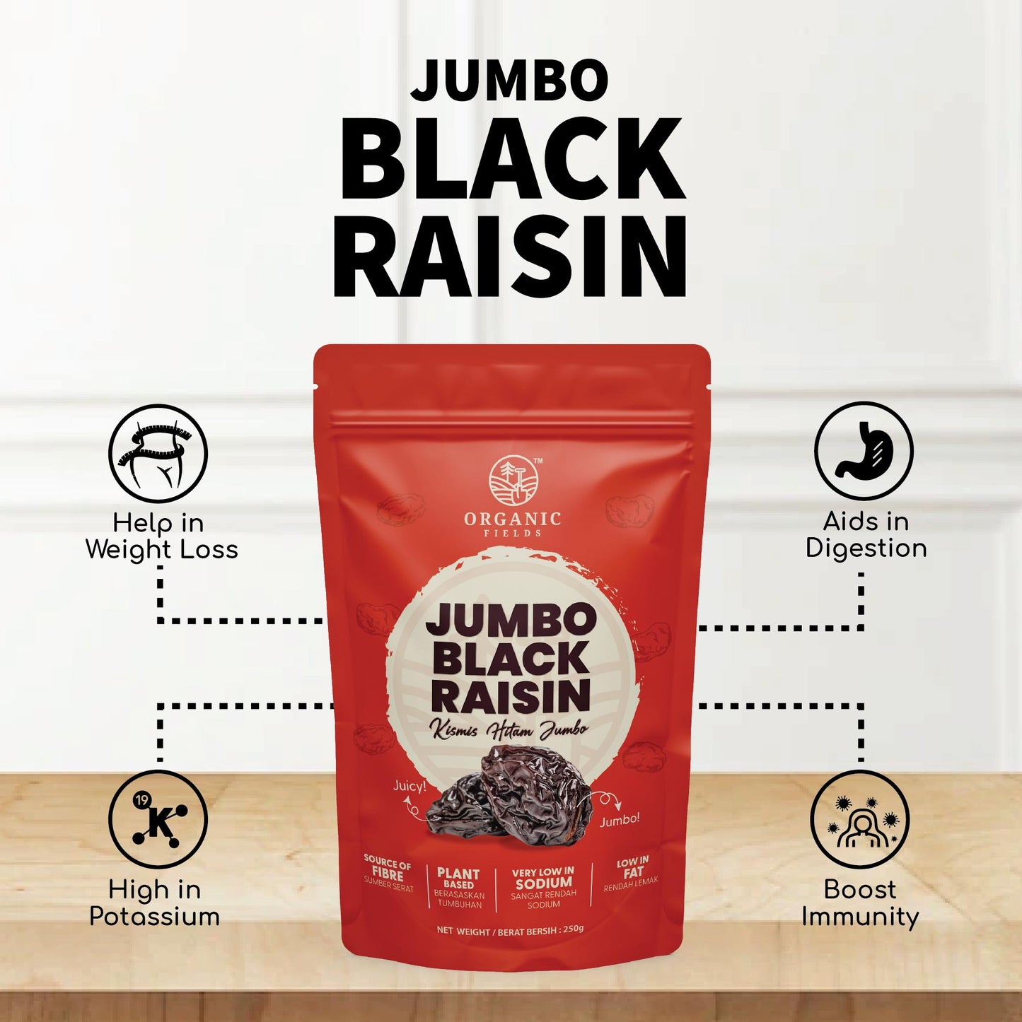 USA California Jumbo Black Raisin 250gm