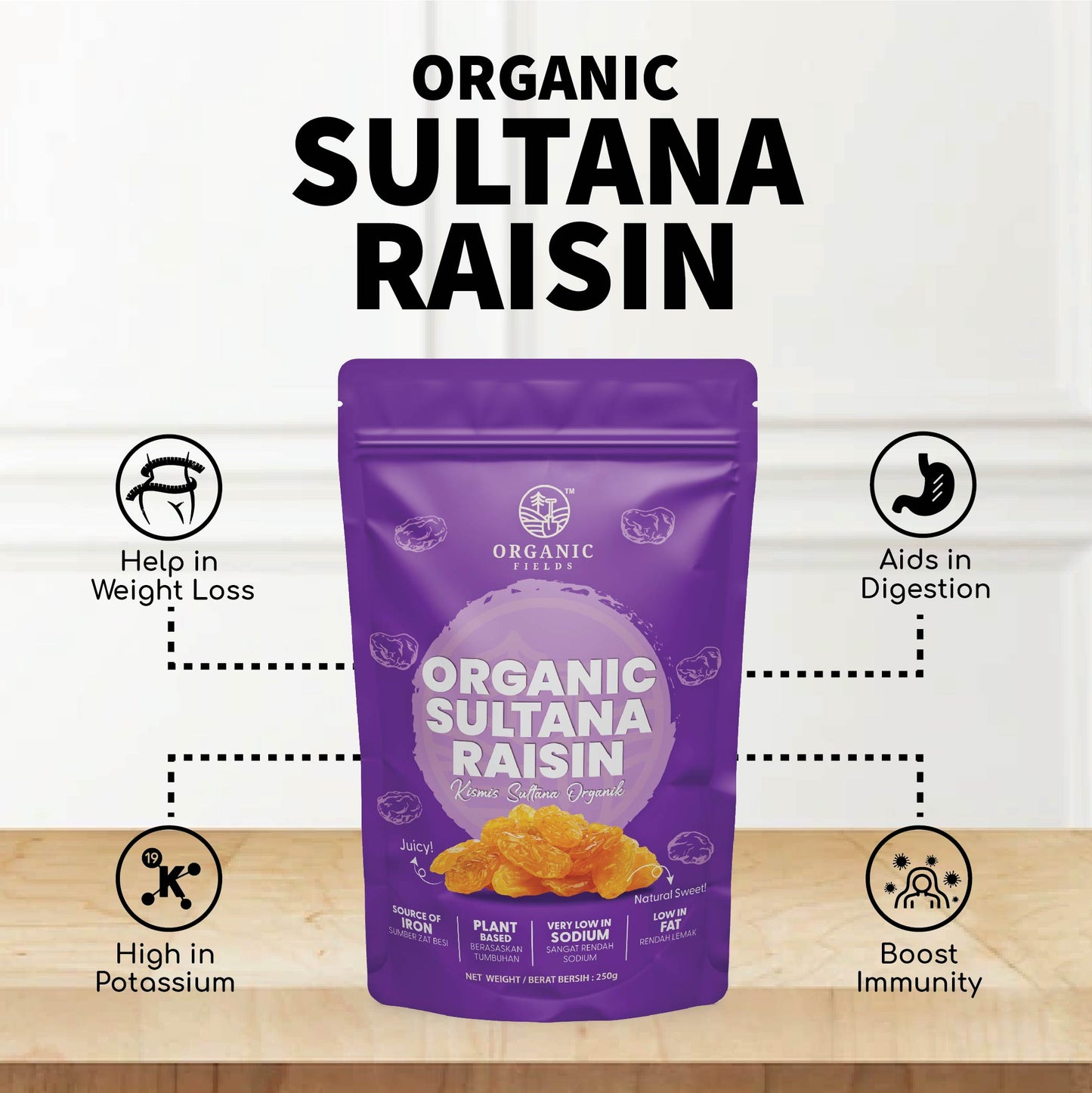 Organic Sultana Raisin 250gm