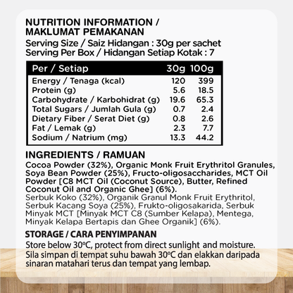 Organic Fields So! CoCoa 30g x 7 Sachet | High in Protein | Contains Prebiotic | Creamer Free