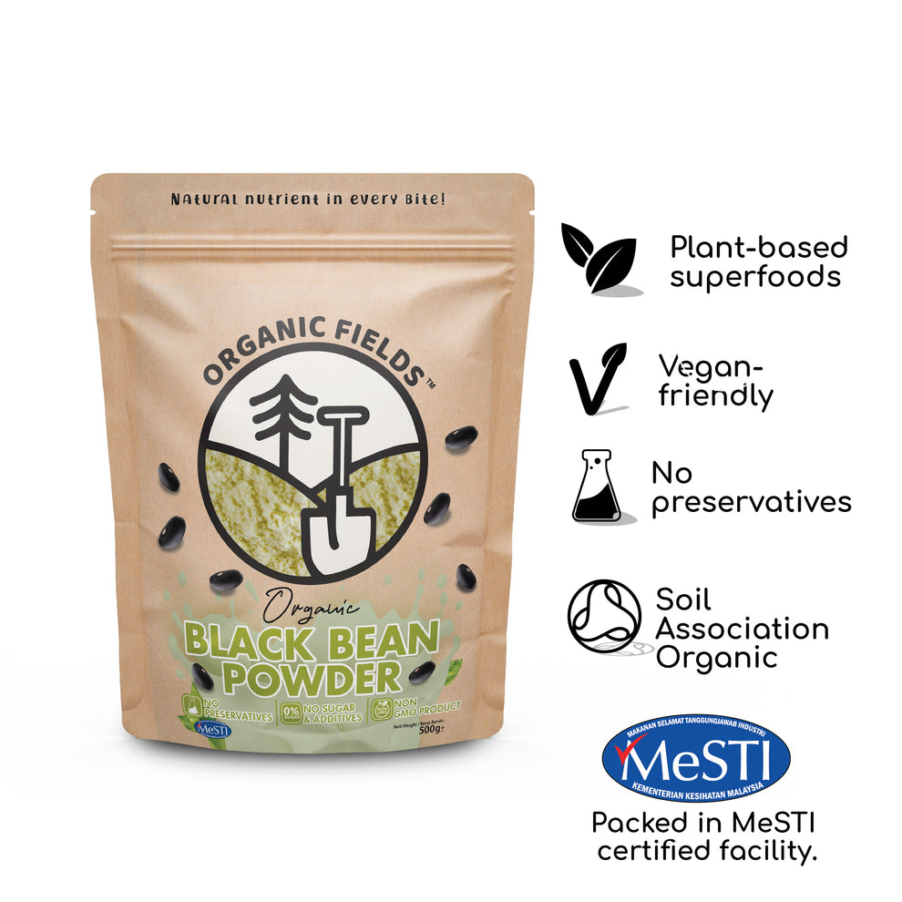 Organic Black Bean Powder 500gm ORGANIC FIELDS